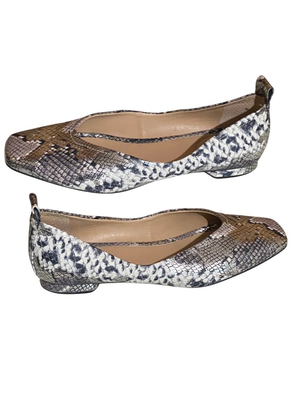 Franco Sarto Snake Print Flats Size 8 Square Toe - Picture 6 of 9